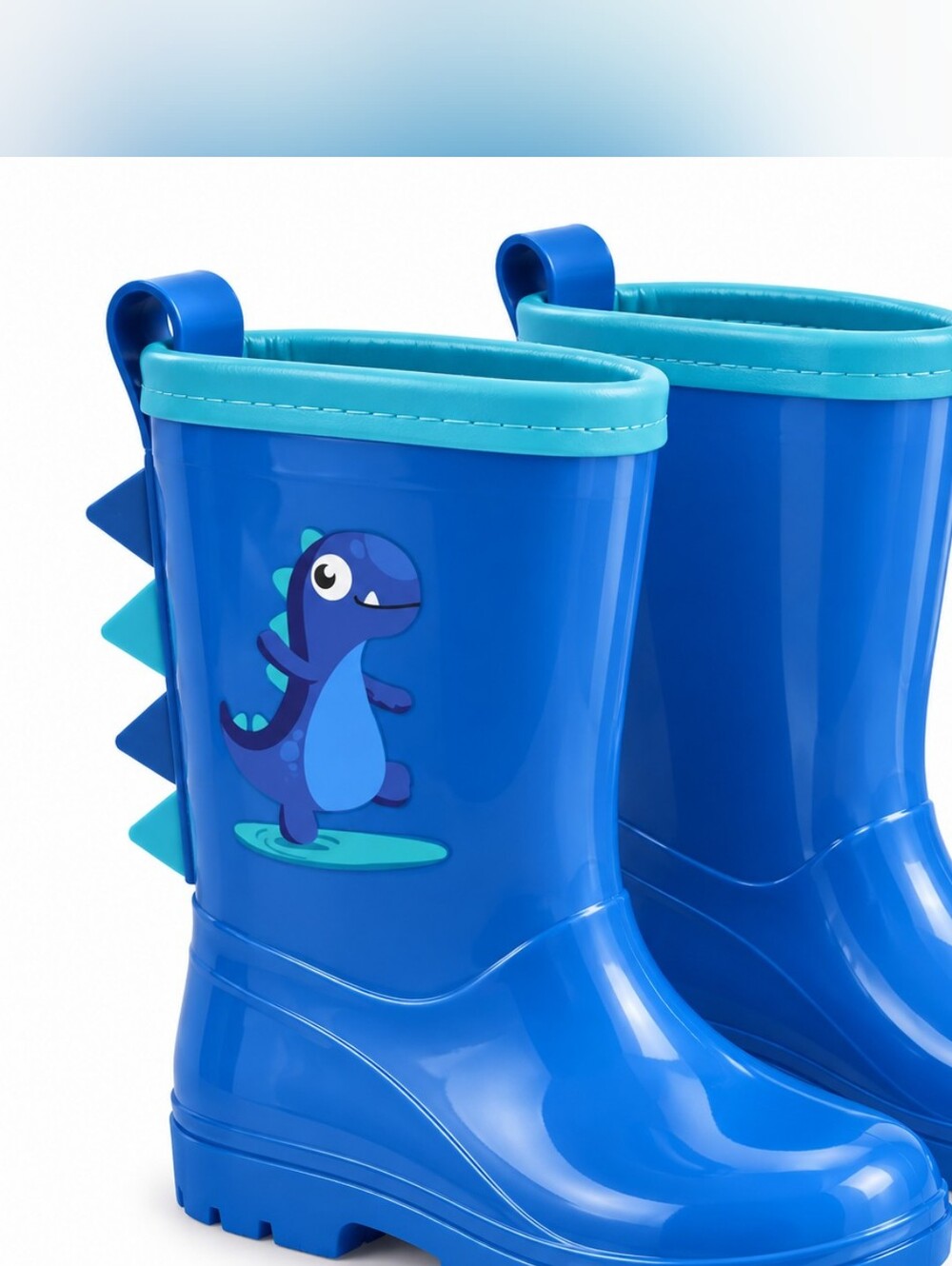 NEW Kids Blue Dinosaur Rain Boots Size 31 | Waterproof Rubber Pull-On Boots